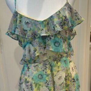 Ladies floral short summer spaghetti strap sheer and flirty dress
